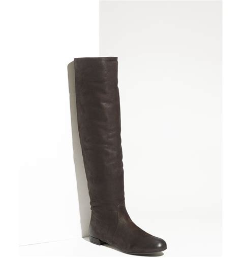 prada flat leather over the knee boot|Prada 55 leather ankle boots.